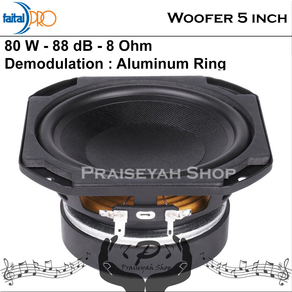 Faital Woofer Speaker Komponen 5 inch 5FE120 8 ohm Aluminum