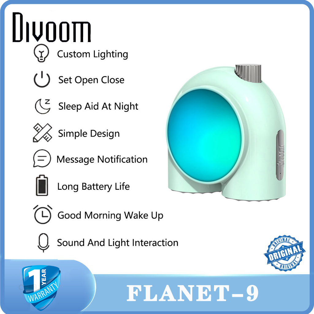 Lampu Meja Divoom Planet-9, Lampu Pencahayaan Suasana Hati yang Dapat Diredupkan Berubah Warna dengan APLIKASI Dikendalikan untuk atau Kamar Tidur, Ruang Keluarga, dan Kantor (Merah)