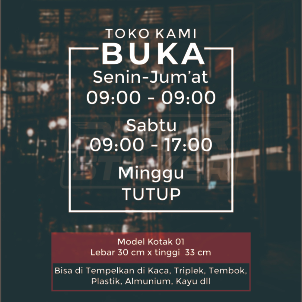 Stiker Kaca Dinding Wall Cutting Sticker Jadwal Buka Tutup Toko  Open Hours Hour Sign Cafe