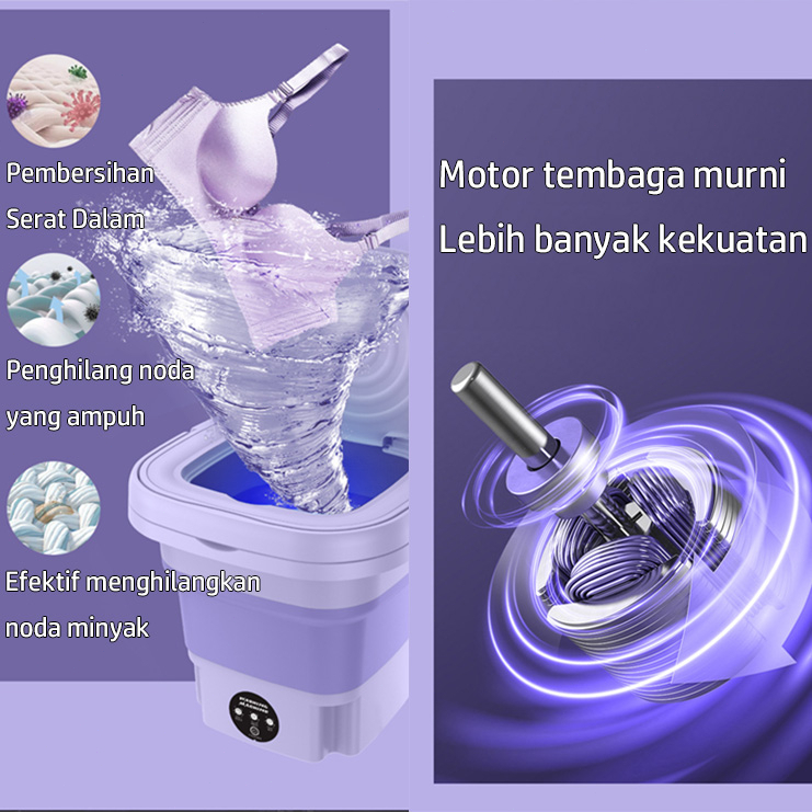 Mesin Cuci Mini Portable 2 Tabun Sterilisasi Cahaya Biru Mesin Pengering Pakaian 6.5L Mesin Cuci Lipat Otomatis