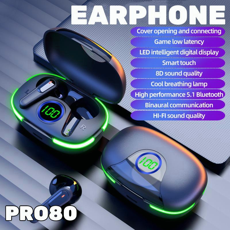 E-sports Earbuds Wireless Headset Upgraded Bluetooth 5.1 Noise-cancelling Headphones Earphone Waterproof Low Latency Headset Gaming-PRO60,PRO80