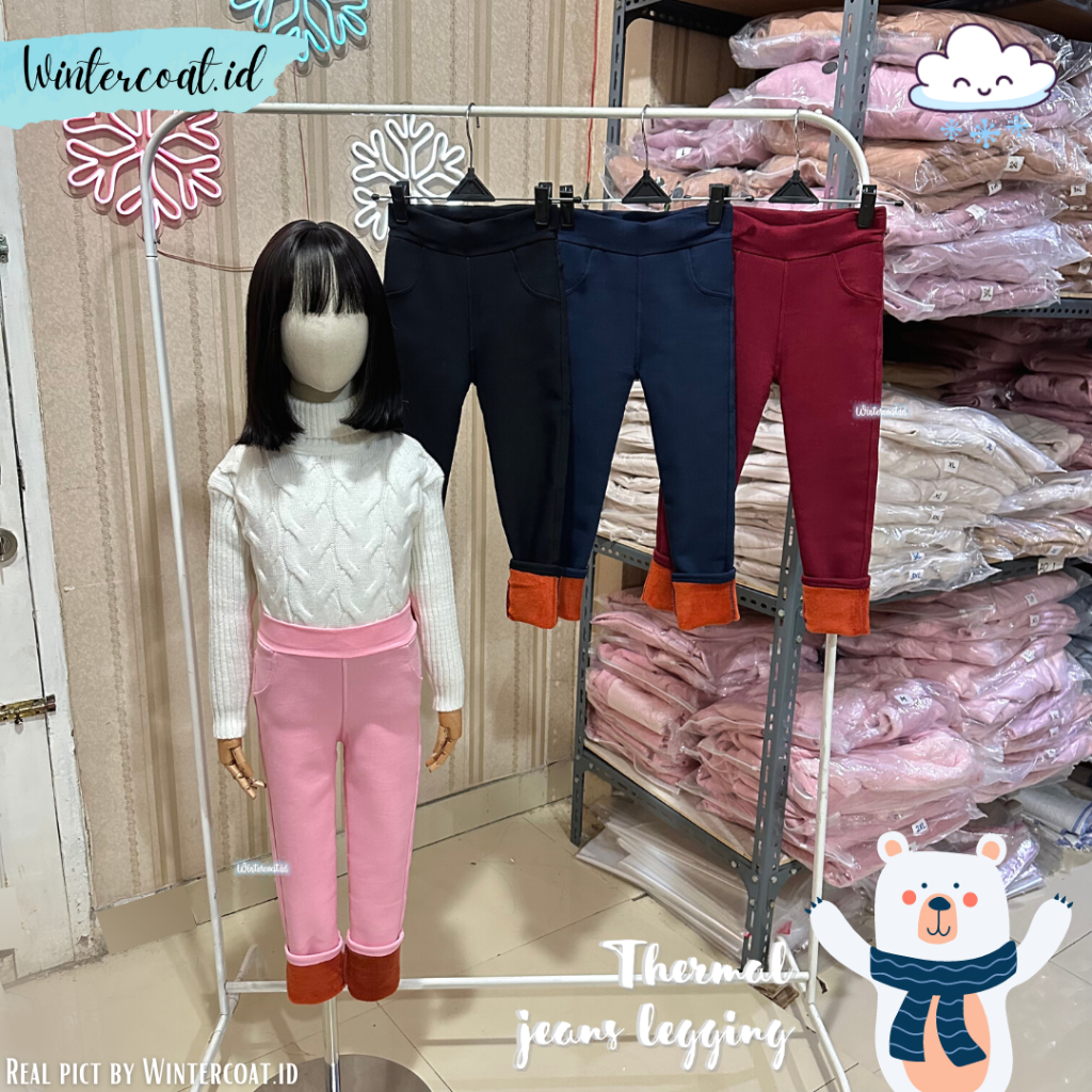 Jeans legging winter pants anak thermal leging kids children celana musim dingin anak