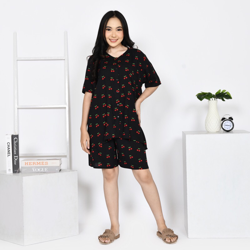 PROMO SETELAN PIYAMA BISA COD | ONE SET BAJU TIDUR | PAKAIAN TIDUR ONE SET MOTIF AIZA | BABY DOLL | 