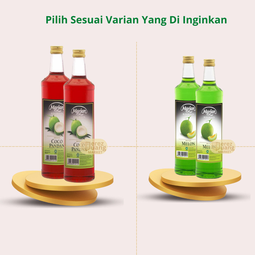 MARJAN Boudoin Syrup COCOPANDAN / MELON - Sirup Marjan Rasa Melon / Cocopandan 460ml ( 1 Dus Isi 12 Btl )