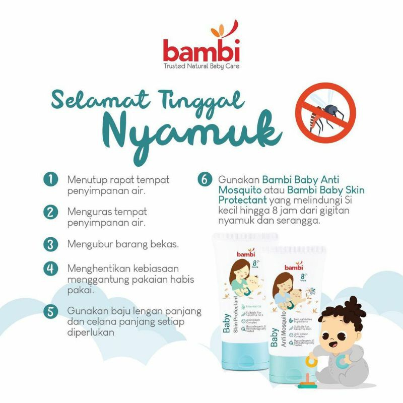 [BPOM] Bambi Baby Anti Mosquito Lotion with Citronella Oil &amp; Anti Irritant Complex 50ml / Lotion Anti Nyamuk Bayi Kulit Normal Senstif / MYMOM