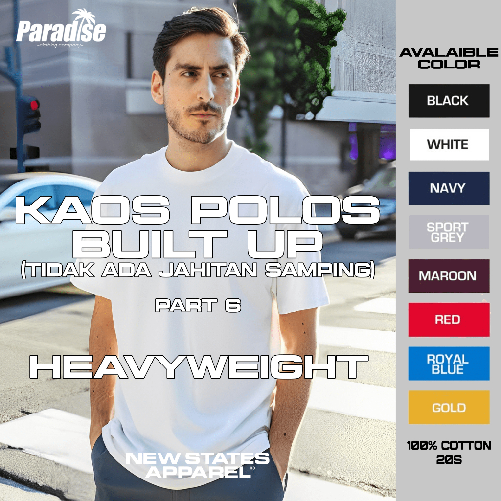PARADISE Kaos Polos HEAVYWEIGHT NSA (Cotton Combed 20s) - Bisa Dicustom