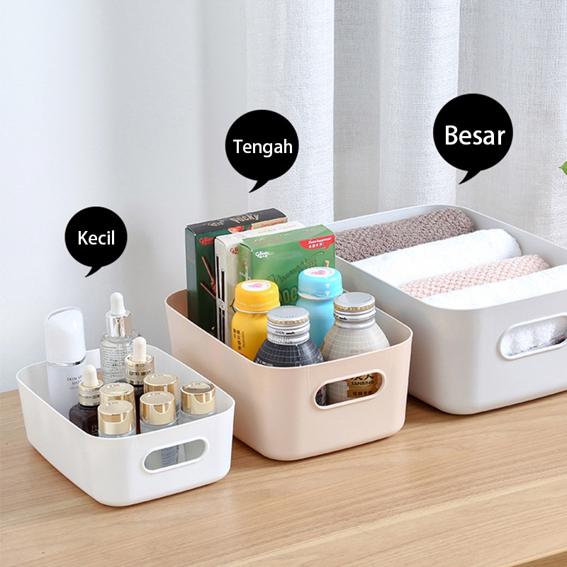 STORAGE BOX ORGANIZER KOTAK WADAH PENYIMPANAN SERBAGUNA SKINCARE KERANJANG MAKANAN BIN MULTIFUNGSI S