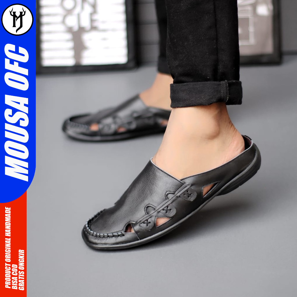 MOUSA QUERD - Sepatu Sandal Slop Dewasa Kulit Asli Pria