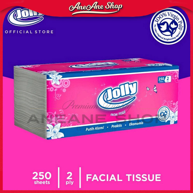 Jolly Facial Tissue 250 Sheets 2 Ply [4 Pack]