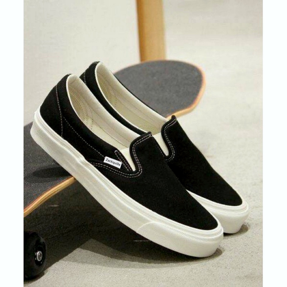sepatu selop slip on pria wanita sepatu flat loafer mules sneakers hitam chekerboard footwear bot skaterboard premium zackelfi size 28  44