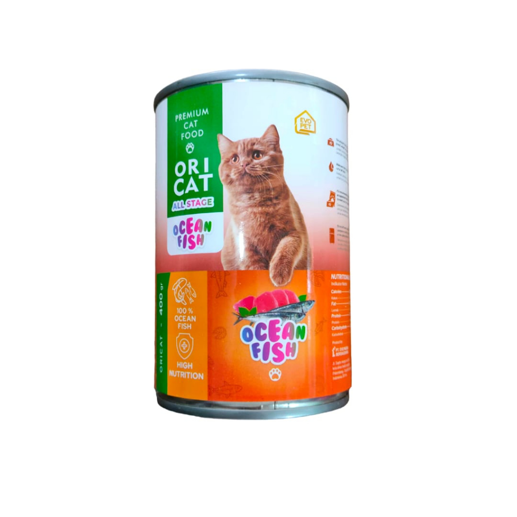 Paket 12pcs Makanan Kucing Ori Cat Kaleng Wet Food 400gr - OCEAN FISH