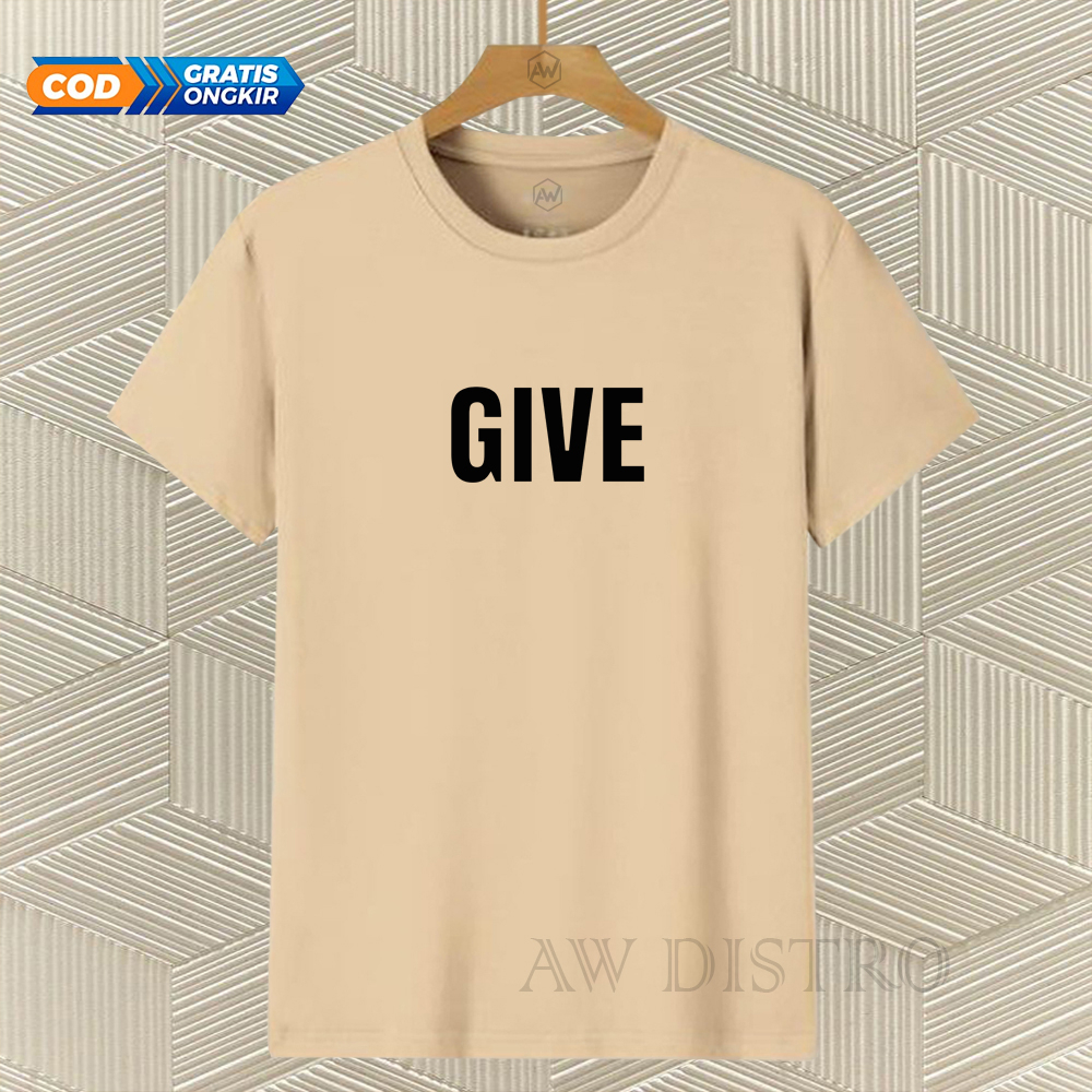 COD Baju Kaos Distro Give Text Hitam Premium Quality Lengan Pendek