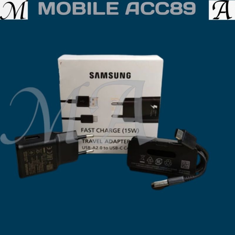 Charger Samsung 15W Original Adaptor +Kabel Type-C Fast Charging / Charger  S10/S9/S8/A50/A30/M30/M20/A14 4G/5G/A13 4G/5G/A23 4G/5G/A31/A03Core/A324G/5G