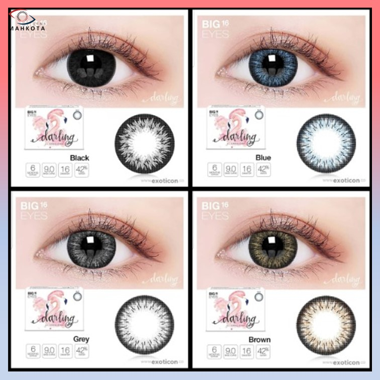 SOFTLENS X2 DARLING NORMAL &amp; MINUS (-0.50 s/d -6.00) BY EXOTICON BIGEYES 16MM / GREY BROWN BLUE BLACK / Softlen Soflen Soflens