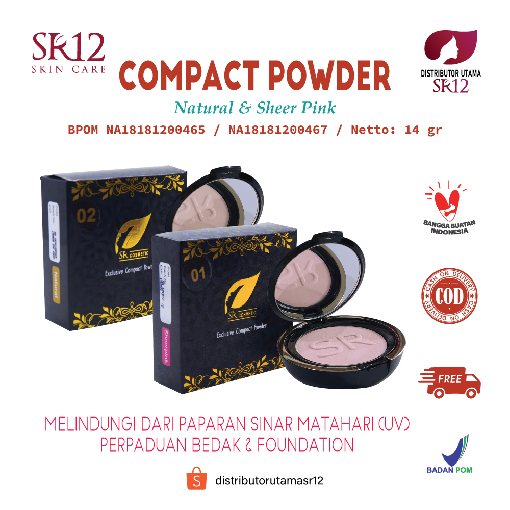SR12 Exclusive Compact Powder +SPF 25 Bedak Padat with Foundation Tahan Lama Tidak Luntur Glowing BP