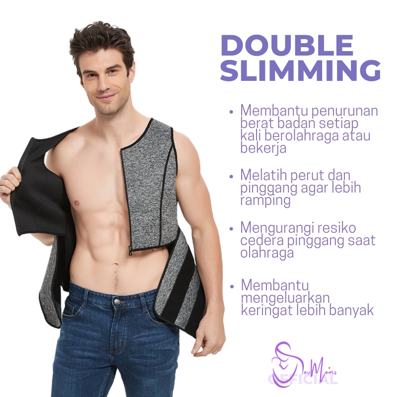 Korset Pelangsing Pengecil Perut Buncit Pembakar Lemak Velcro Pria Premium Vesh Rompi Baju Sauna Corset Korslet Olahraga Gym Fitness Pembentuk Tubuh Sixpack Perekat Jumbo 100kg Original Cowok Woco Laki Laki