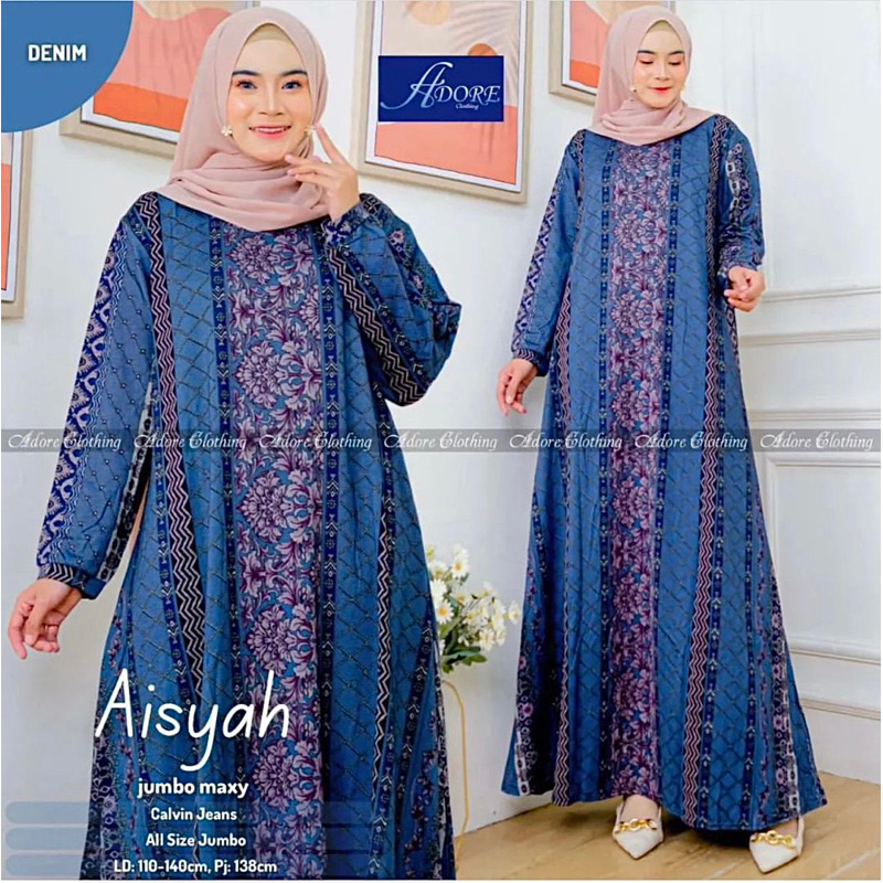 Aisyah Jumbo Maxy - Gamis Calvin Jeans Jumbo Terbaru / 023-7345