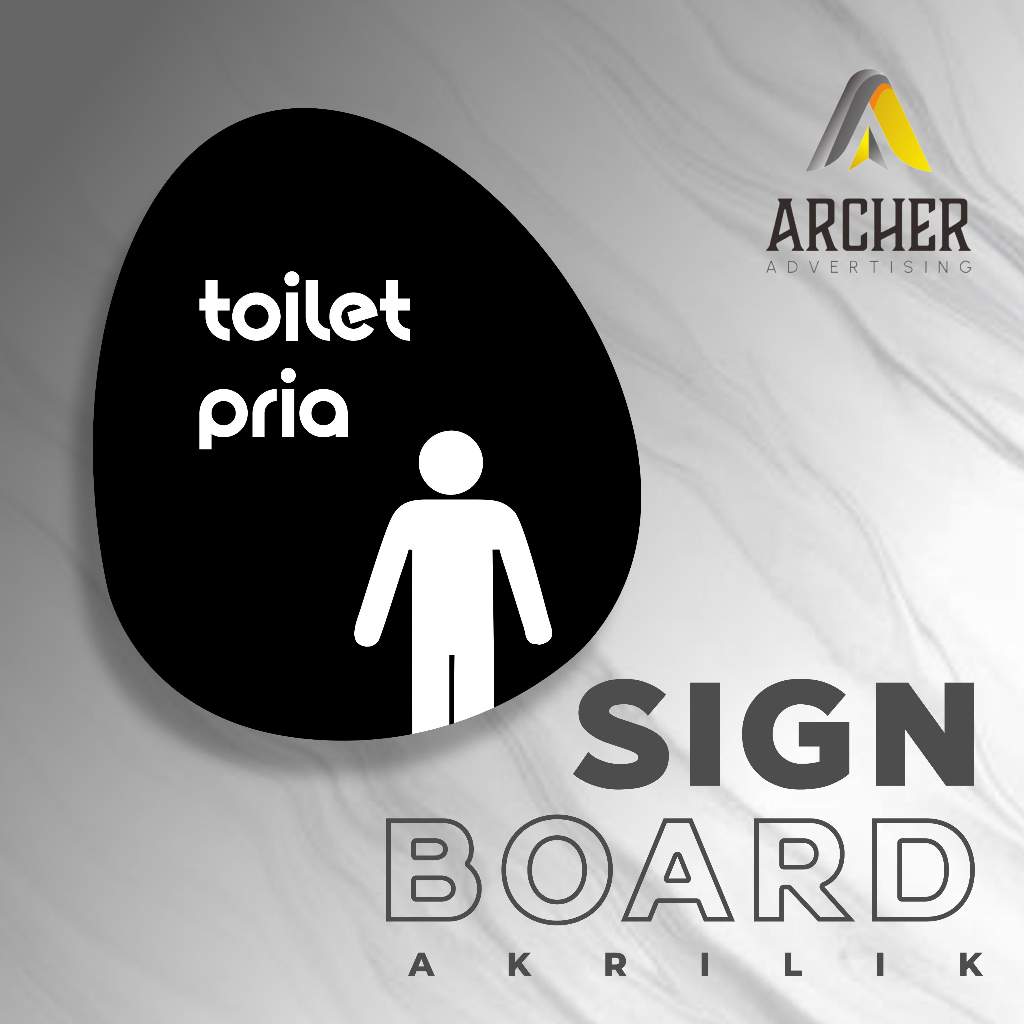 SIGN BOARD PAPAN PENUNJUK TOILET PRIA MODEL BULAT AKRILIK ACRYLIC