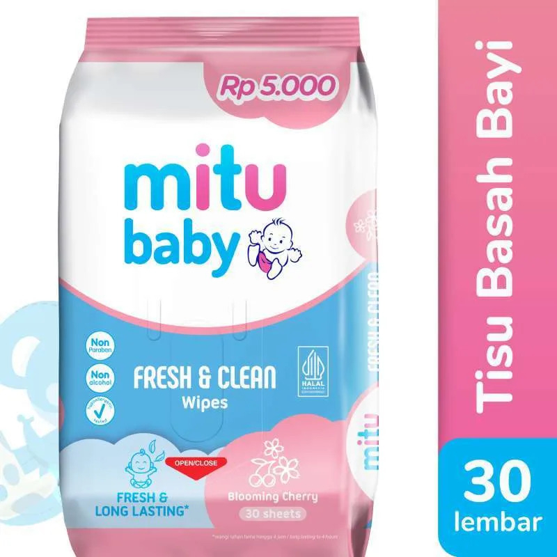 MITU TISU BASAH BABY FRESH &amp; CLEAN WIPES 30 SHEETS @5.000