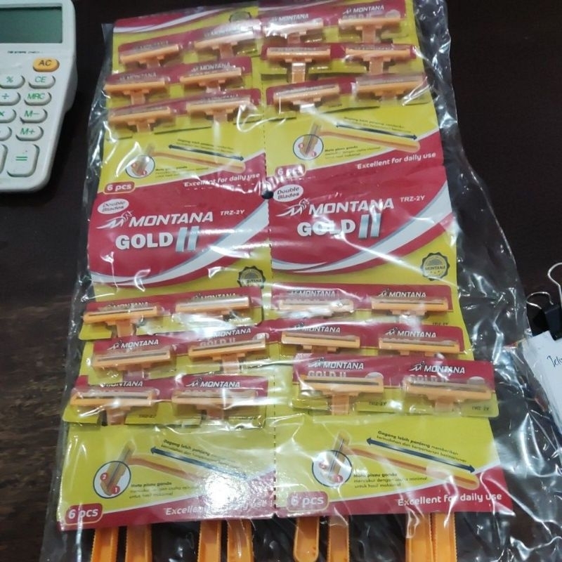 24Pcs Pisau Cukur/Alat cukur MONTANA/ GOLIATH GOLD II Kuning mata 2 ASLI