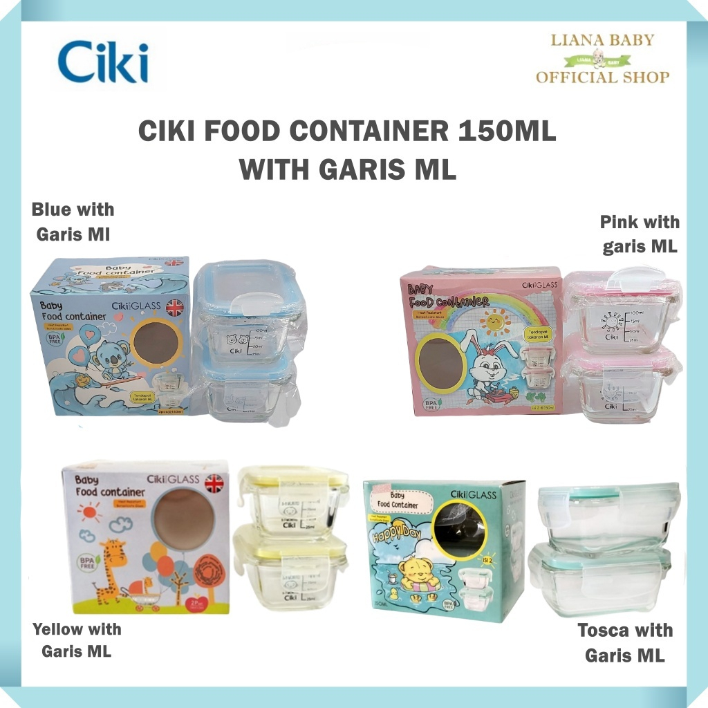 MAK146 CIKI BABY FOOD CONTAINER GLASS 150ML ISI 2 PCS TEMPAT PENYIMPANAN MPASI