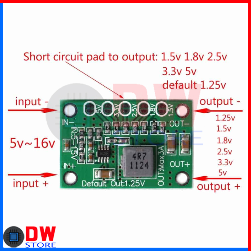 CA-1235 MP1495 3A DC-DC Buck Converter Step Down 1.25V 1.5V 1.8V 2.5V 3.3V 5V