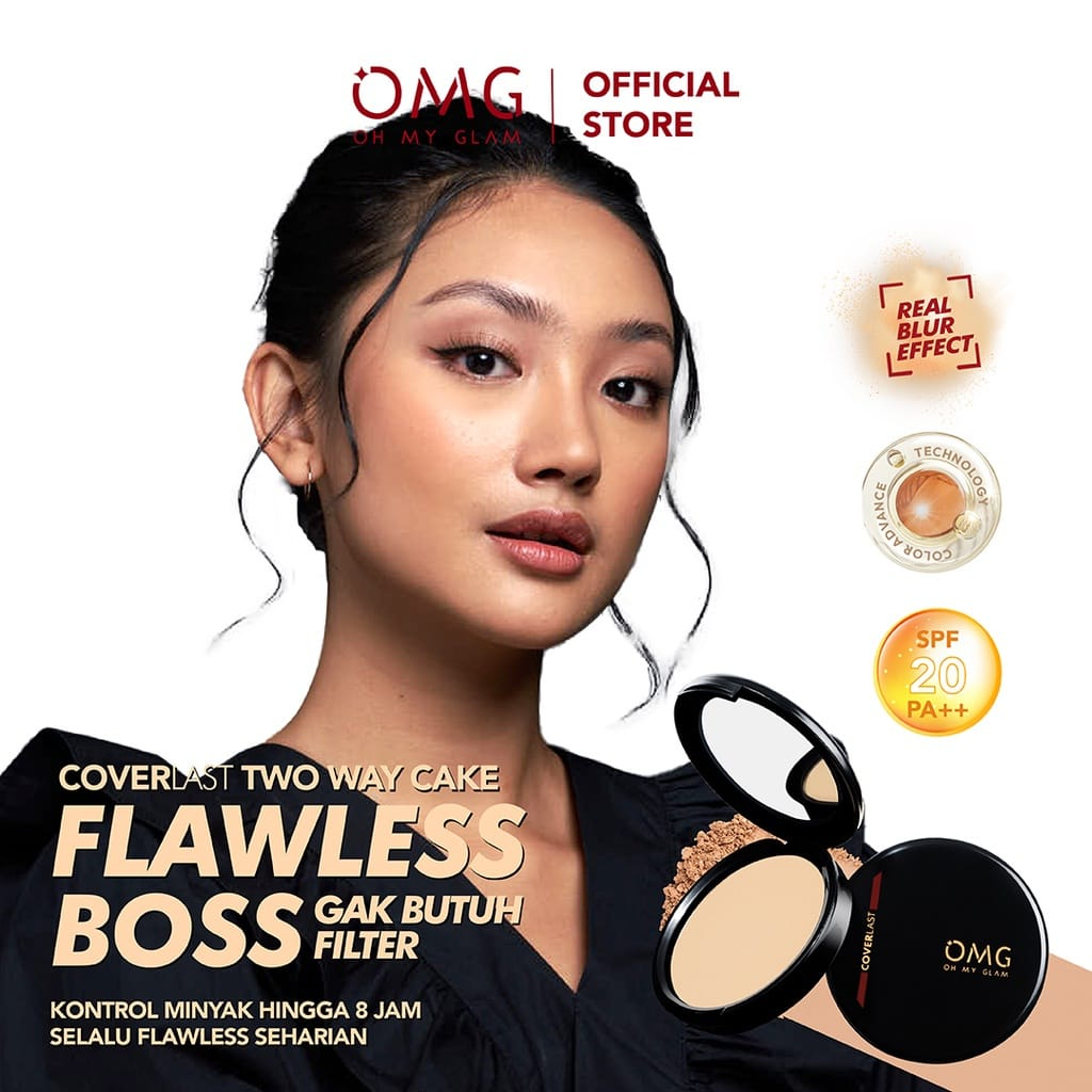 [ORI &amp; BPOM] OMG Oh My Glam Coverlast Two Way Cake 12 g - Bedak Padat Kontrol Minyak Hingga 8 Jam | OMG Bedak Padat 12g | OMG TWC | Kontrol Minyak 8 Jam Flawless Boss | Blur Effect TWC Compact Powder