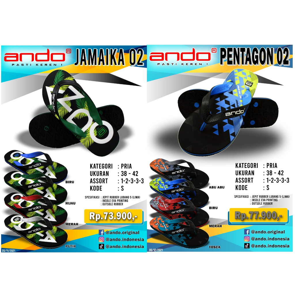 HAWAII FASHION 02 PENTAGON JAMAIKA BLAZER ORIGINAL 38-42 SANDAL JEPIT PRIA KARET KUALITAS IMPORTMODEL TERBARU