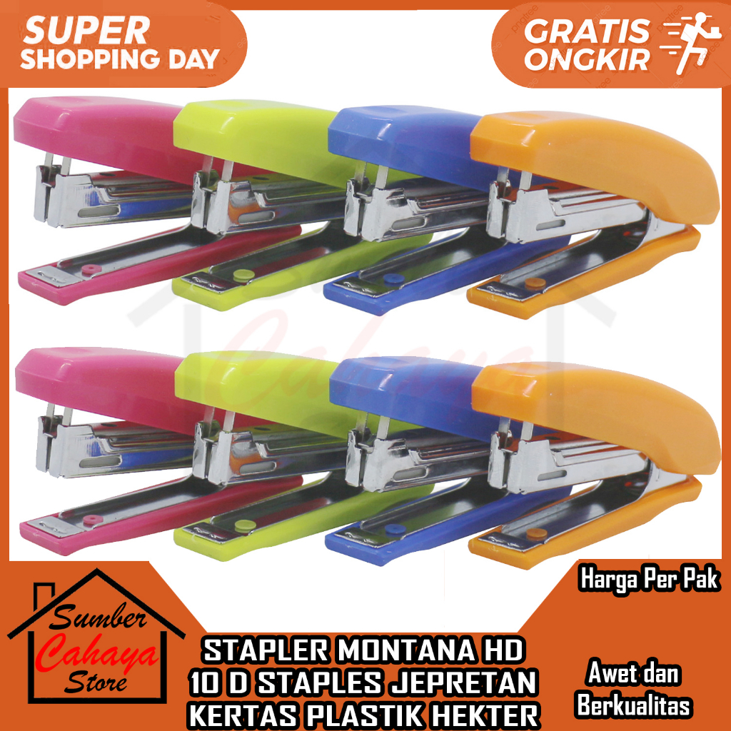 

STAPLER STAPLES JEPRETAN HD 10D MONTANA 1 KOTAK HEKTER WARNA STEPLER STEPLES KECIL MINI TANGAN JOIKO PENDEK ALAT STRAPLER HECTER KERTAS PLASTIK JEKREKAN CEKLEKAN PENGOKOT KOKOT PEMAUT NECIS SETEPLER SETEPLES JEPIT PENJEPIT
