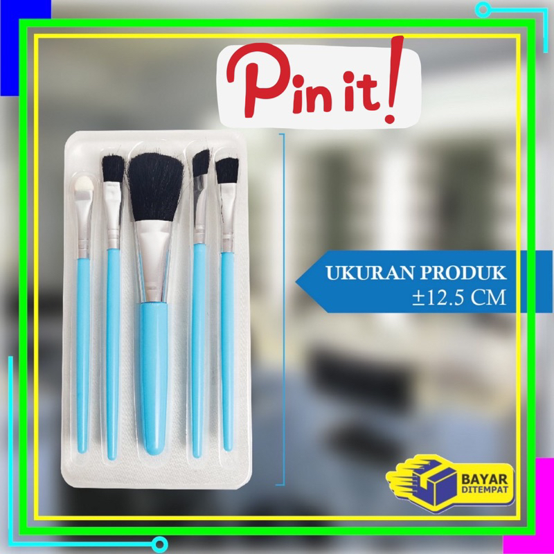 FREE ONGKIR Kuas Make Up Set 5 IN 1 Mini Travel / Paket Kuas Make Up Brush Eye Shadow Foundation Blusher Tools Set