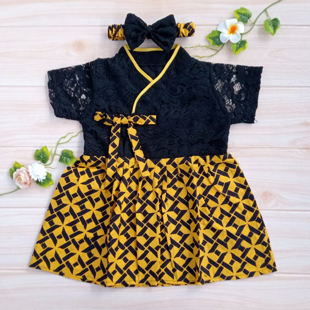 Hanbok Anak / Dress Anak Korean Style / Hanbok Batik / Hanbok Brokat warna Hitam
