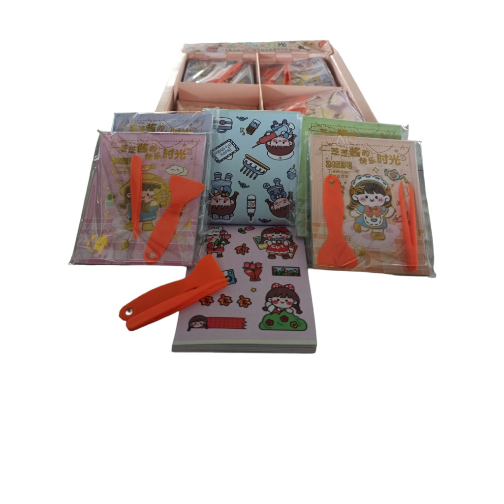 

STICKER BUKU MEREK MOMO ISI 24 LEMBAR 1 SET PINSET DAN KAPI SPATULA