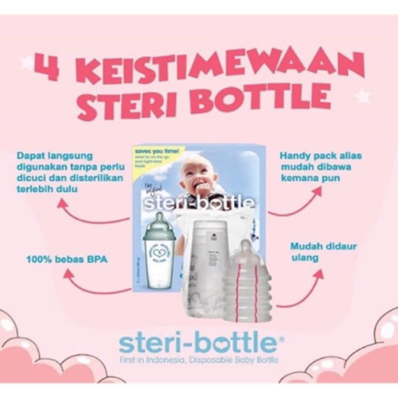 Steri bottle botol susu baby anti colic bocor microwave approved disposable bottle murah promo