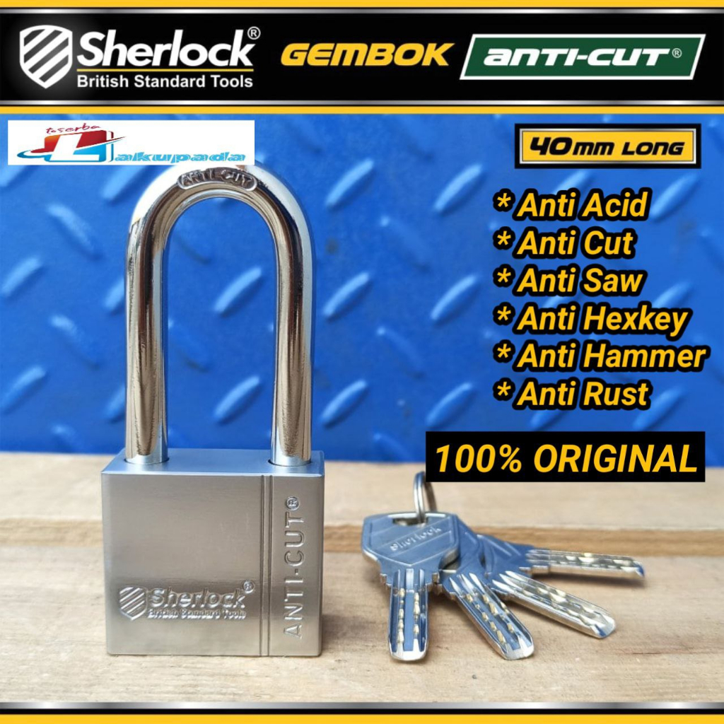 GEMBOK ORIGINAL Sherlock Anti-Cut Lock Short / Long 40mm - 50mm - 60mm