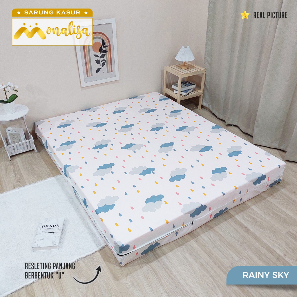 Monalisa Premium Sarung kasur Uk 160/180 T 15/20 - Rainy Sky