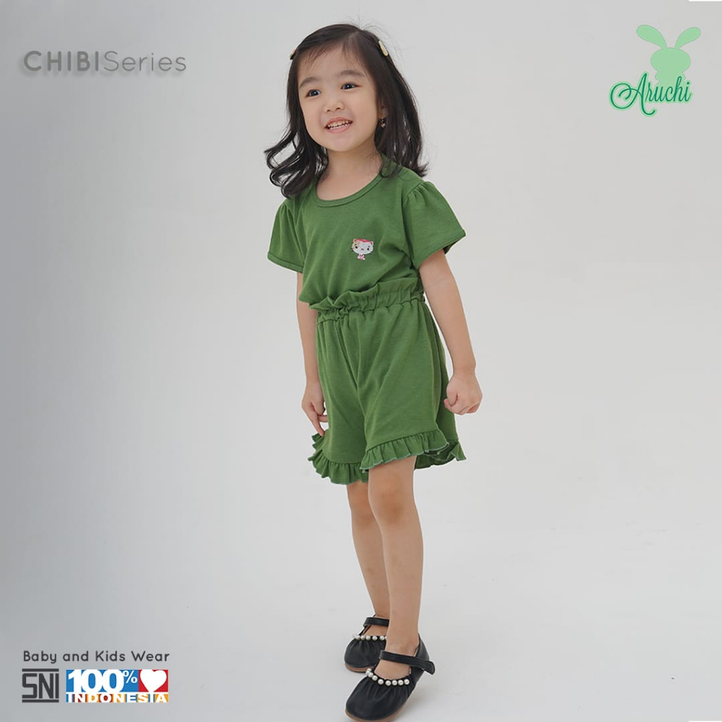 Aruchi Setelan Pendek Chibi 1-3 Tahun Setelan Pendek Ruffle Aruchi Chibi Series CBKS