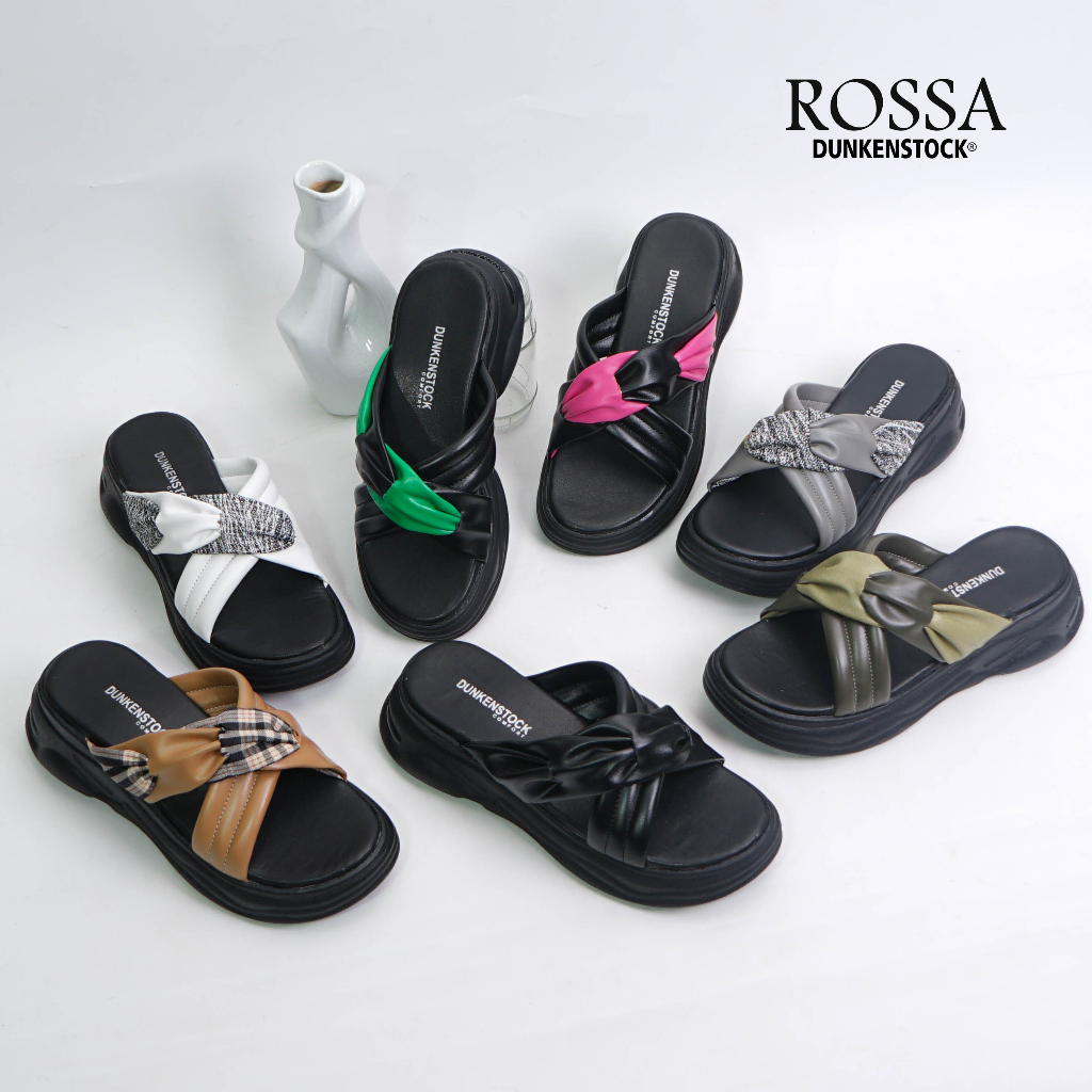 Dunkenstock ROSSA Sandal wedges wanita sendal cewek model silang empuk