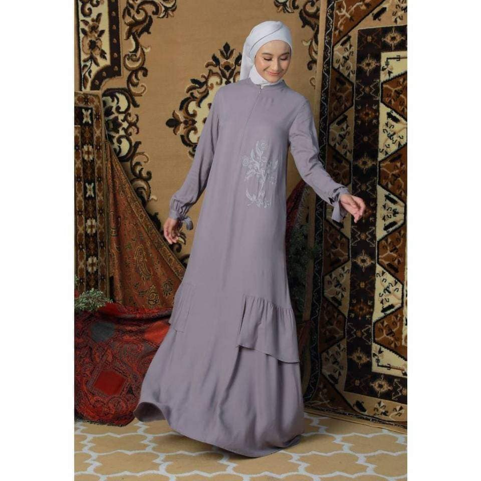 Zoya Gamis Muslim Wanita Rayon Twill Polos Qaluvi Dress