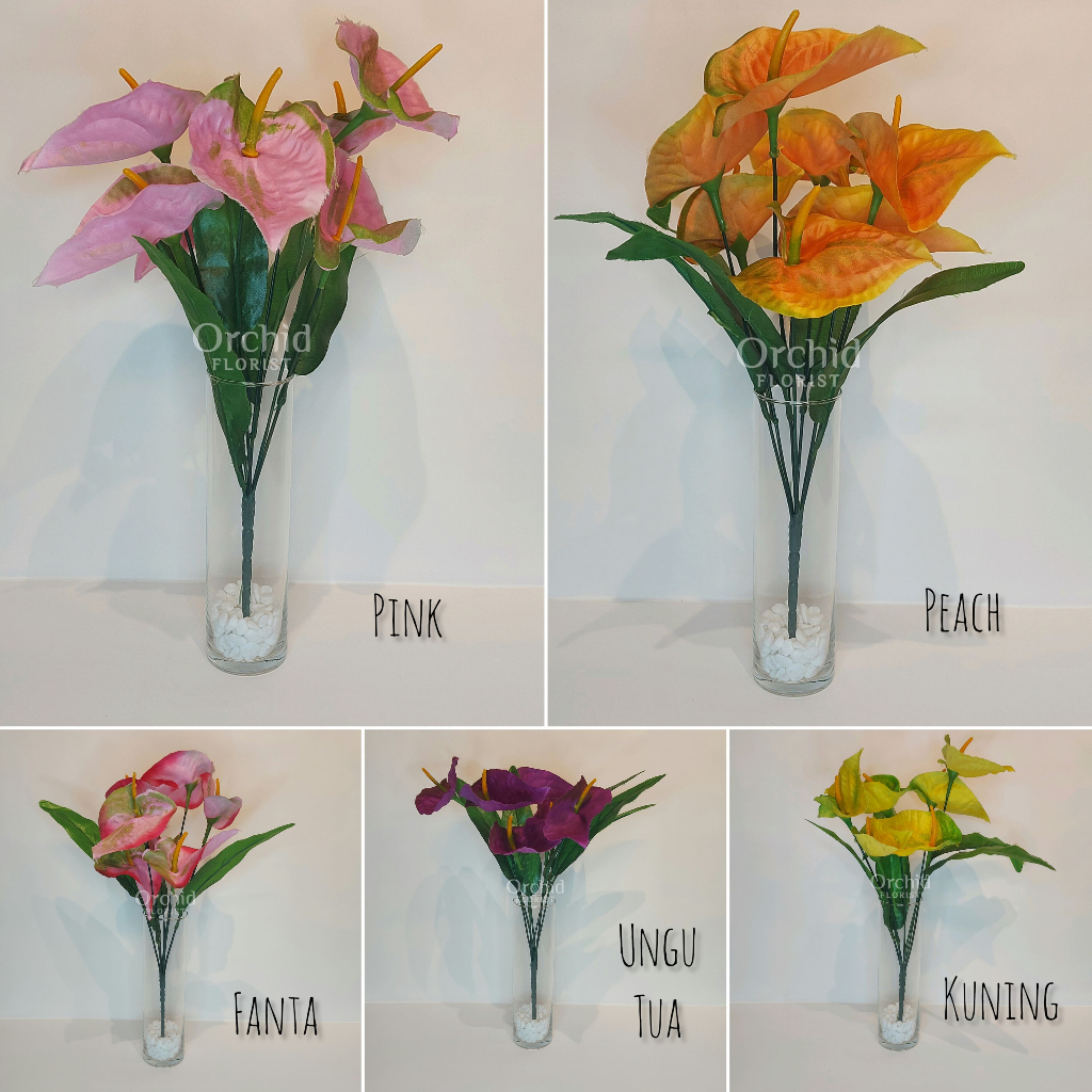 Anthurium Flame X7 / Bunga Artificial / Bunga Palsu / Bunga Dekor