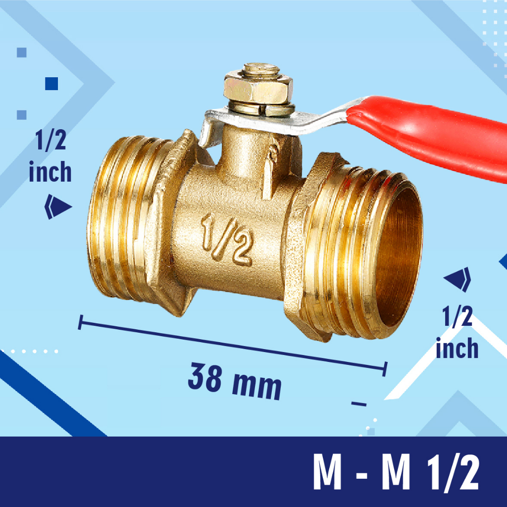 BALL VALVE / STOP KRAN / KERAN KUNINGAN male to male M-M 1/4 1/2 3/8 1/8