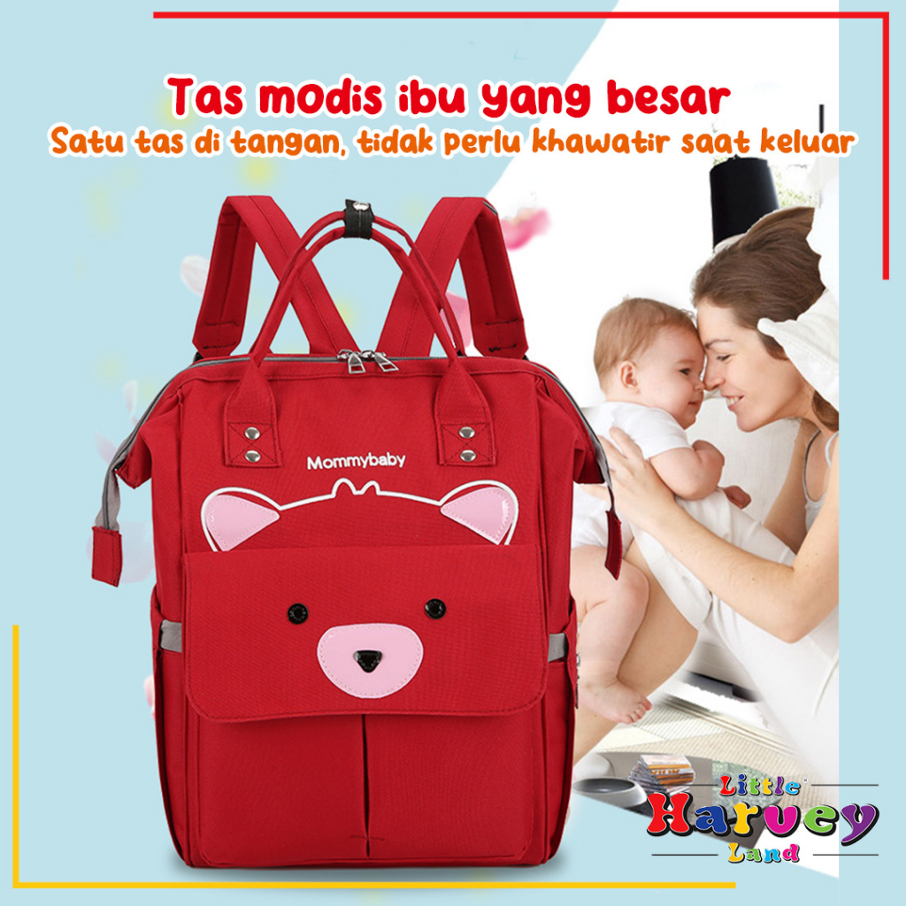 TAS BAYI MOMMY DIAPER BAG BEAR Kecil Ransel Besar Perlengkapan Ibu Bayi Peralatan Botol Susu Asi Popok Baby Newborn Multifungsi Back Pack Korea