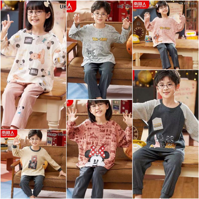 Baju tidur anak piyama kaos import set panjang