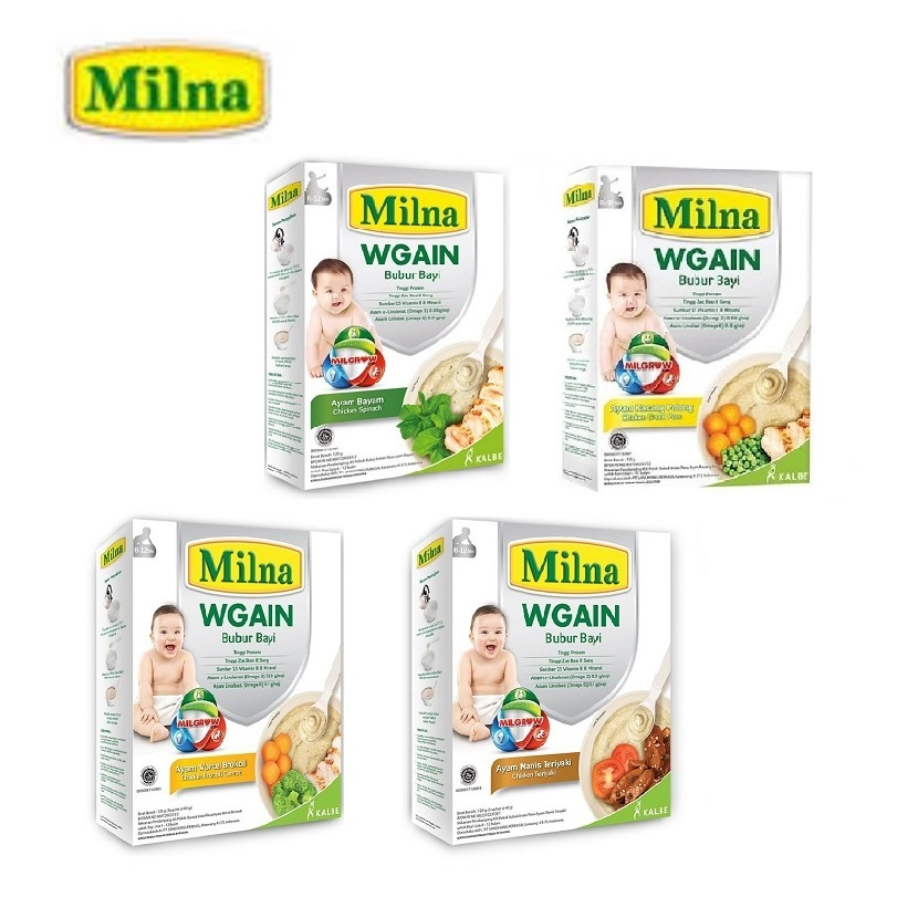 Milna WGAIN Bubur Bayi 120 gr Makanan Pendamping ASI/MPASI untuk Penambah Berat Badan Bayi