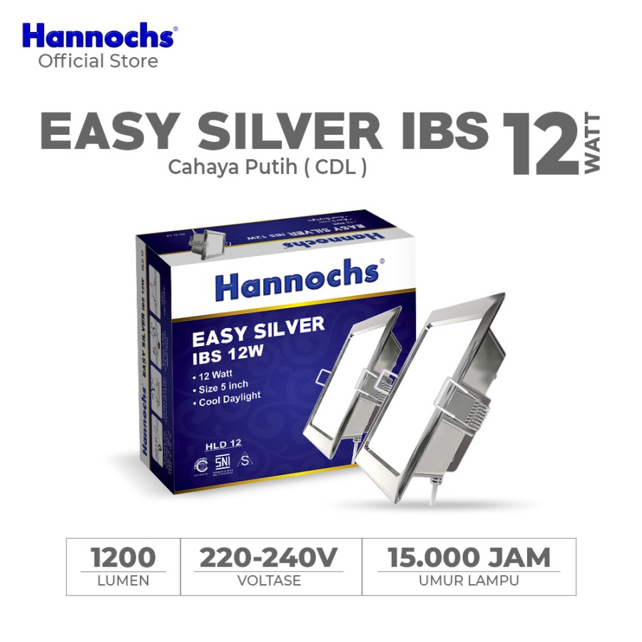 Lampu Downlight LED Hannochs Easy Silver 12W IBS CDL - Cahaya Putih