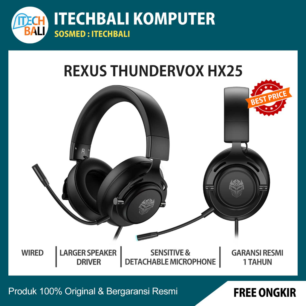 Headset Rexus HX25 Thundervox Stream - Black  | ITECHBALI