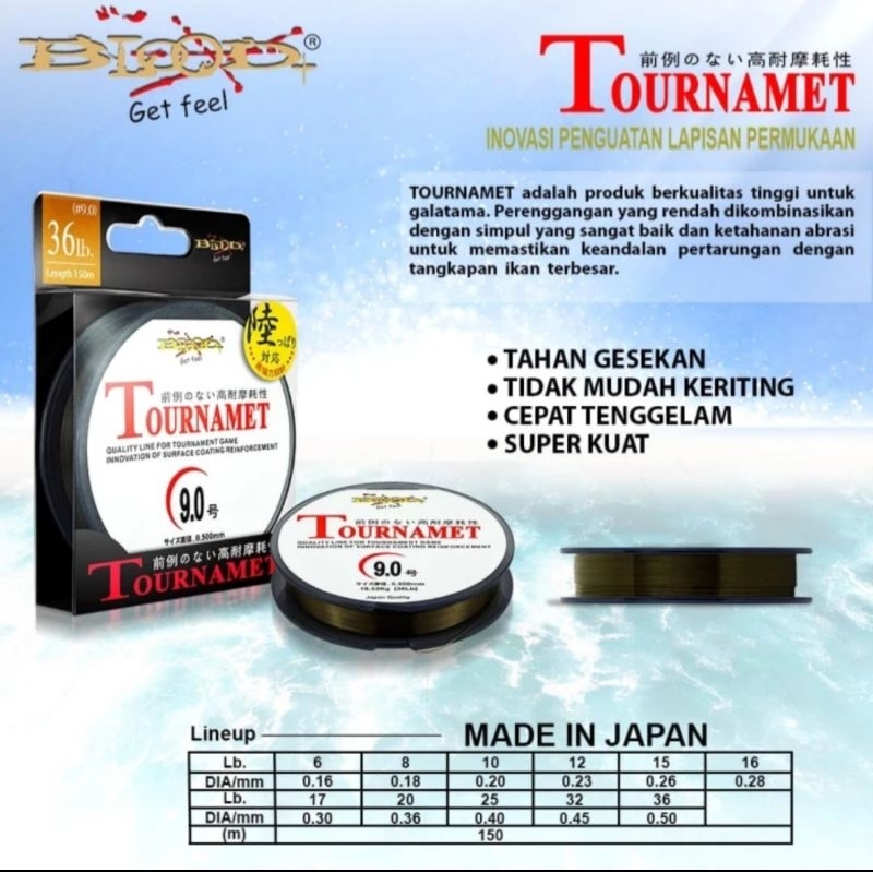senar pancing blood tournament 150mtr warna coklat