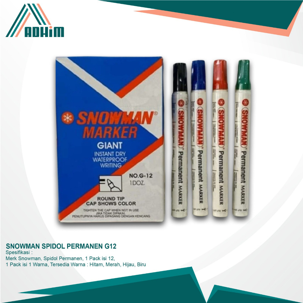 

Snowman Spidol Permanen G12 Isi 12 Pcs