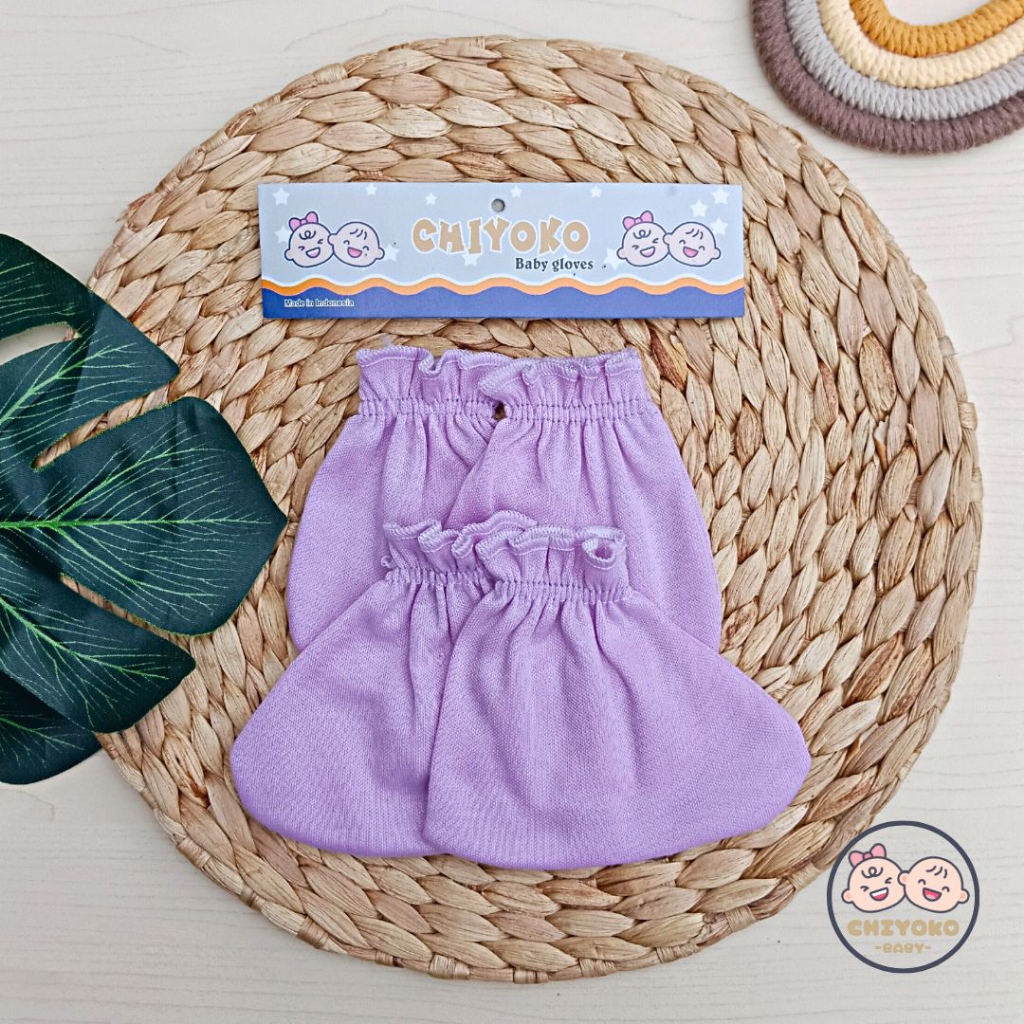 3 Set / 3 Bungkus Sarung Tangan Bayi Dan Sarung Kaki Bayi Serian LILAC Chiyoko Baby