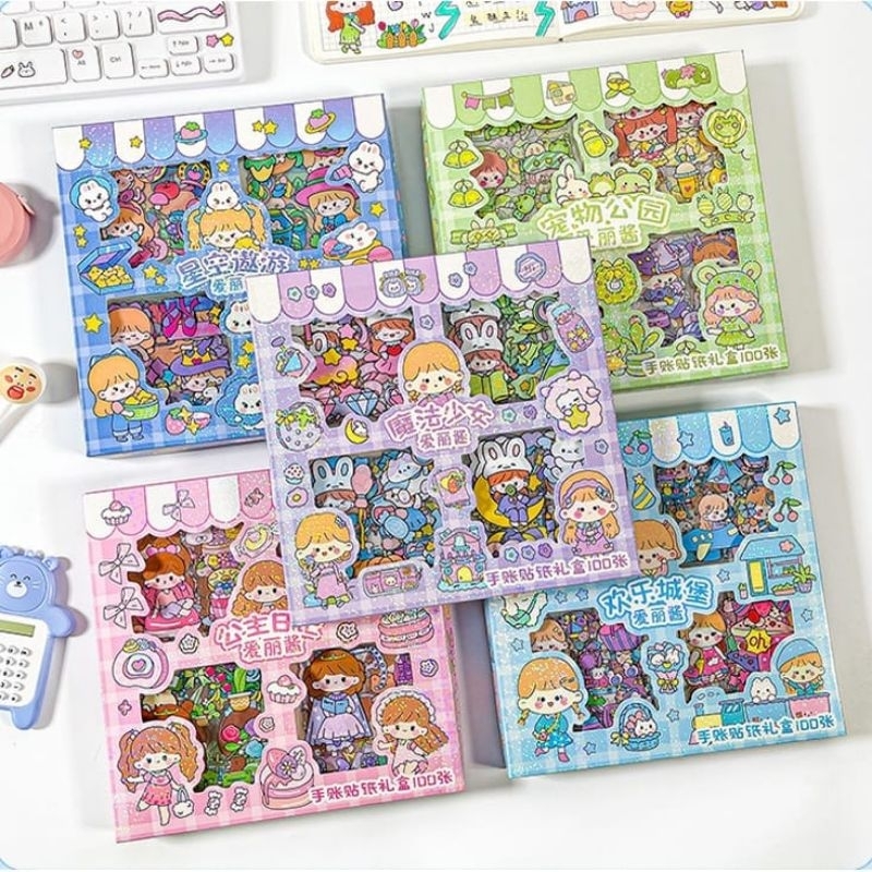 

100 Lembar Stiker Motif ELLIE dan MOMO / sticker Kartun Korea Lucu Anti Air Dekorasi Handbook Scrapbook DIY