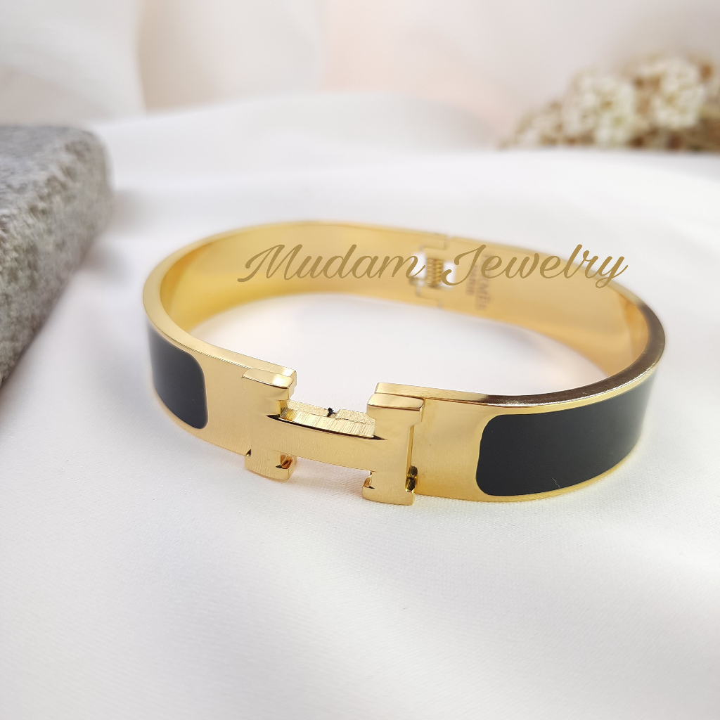 Gelang Bangle Titanium Model H Lis Hitam